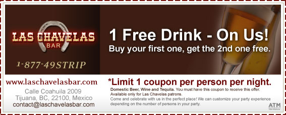Coupon - 1 Free Drink Coupon - Buy one drink, get the second one free